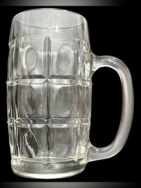 Vintage 1970s Dominion Glass Clear Thumbprint Paneled Beer Mug